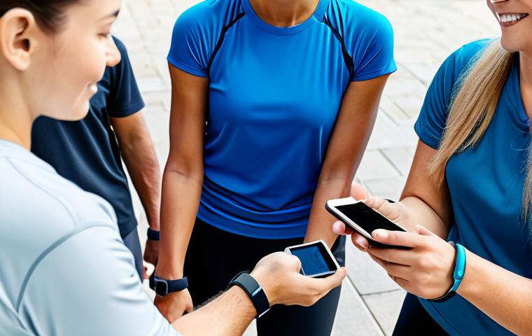 **

"A diverse group of people using various digital health devices (smartwatch, smartphone app), fully clothed in activewear or casual attire, in a bright, modern setting, showcasing the use of technology for fitness tracking and health management, safe for work, appropriate content, well-formed hands, natural body proportions, professional, modest, family-friendly."

**