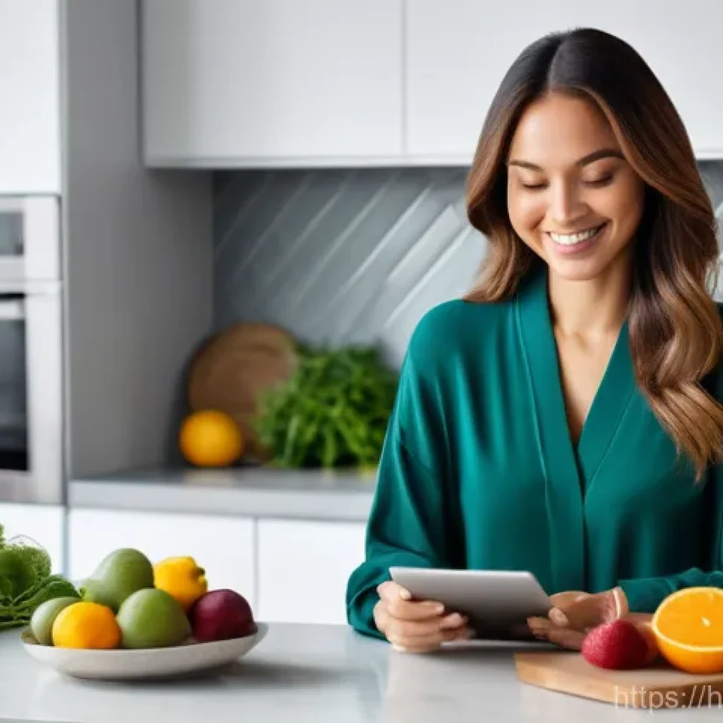 건강코칭과 운동 처방의 연계성 - A woman in her late 20s to early 30s with a radiant, healthy glow, dressed in comfortable, stylish l...