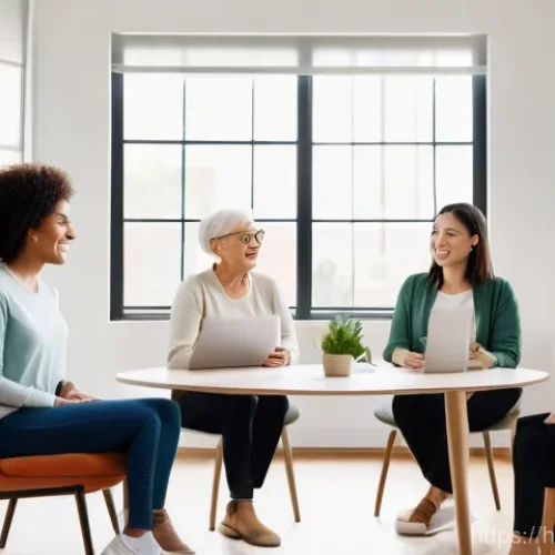 Home 16 건강코칭의 글로벌 자격증 비교 - A diverse group of adults, including an active senior, a young professional, and a millennial, are c...