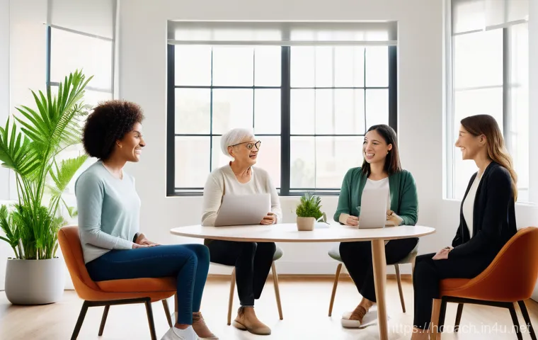 건강코칭의 글로벌 자격증 비교 - A diverse group of adults, including an active senior, a young professional, and a millennial, are c...